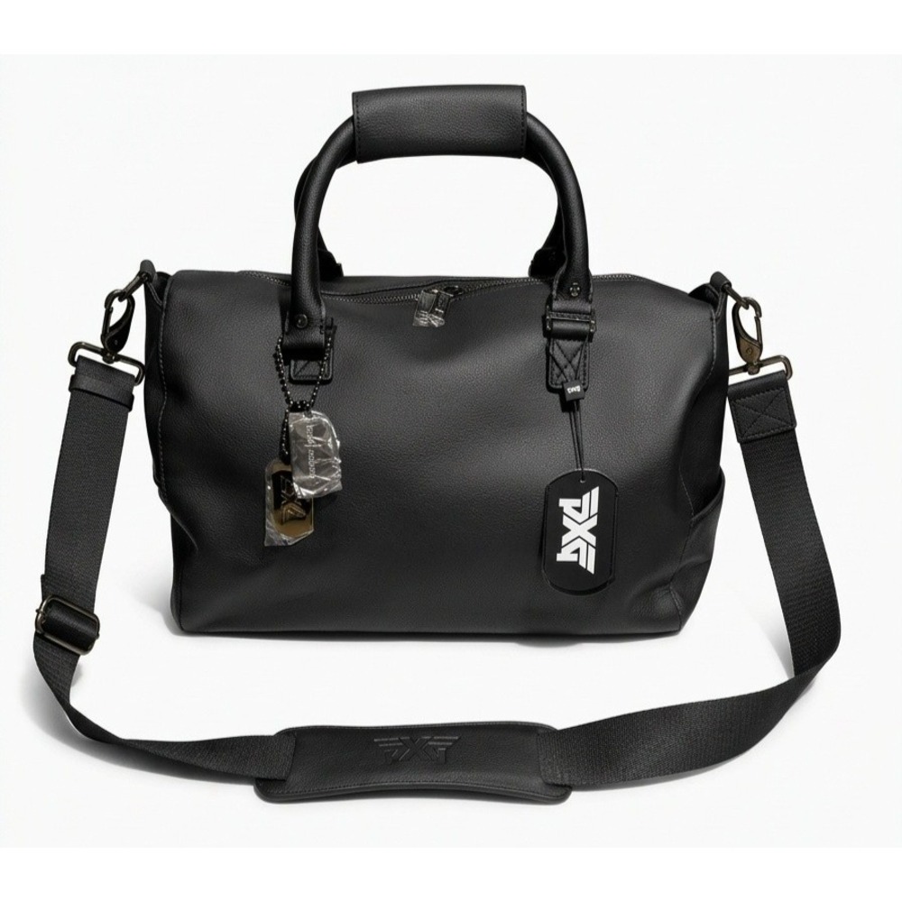 PXG Cactus Leather Signature Black Duffle Bag Golf Travel Dual Handles Logo NWT